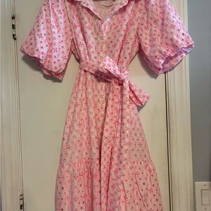 Lilly Pulitzer Pink and White Printed Midi Dress